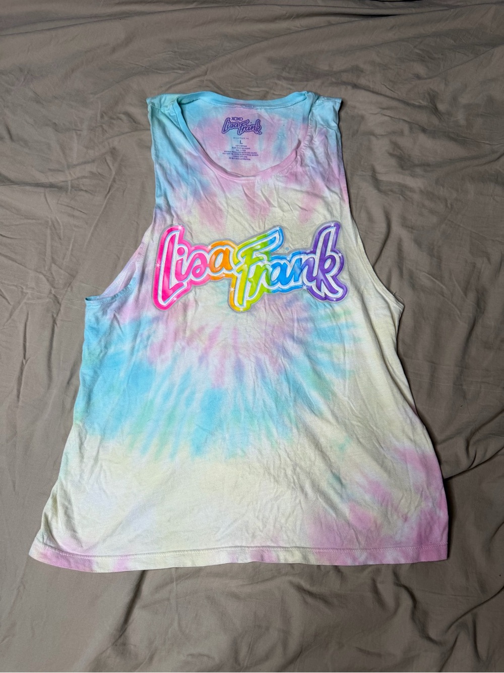 XOXO Lisa Frank Tie Dye Muscle Tank Top Large 90's  Y2K
